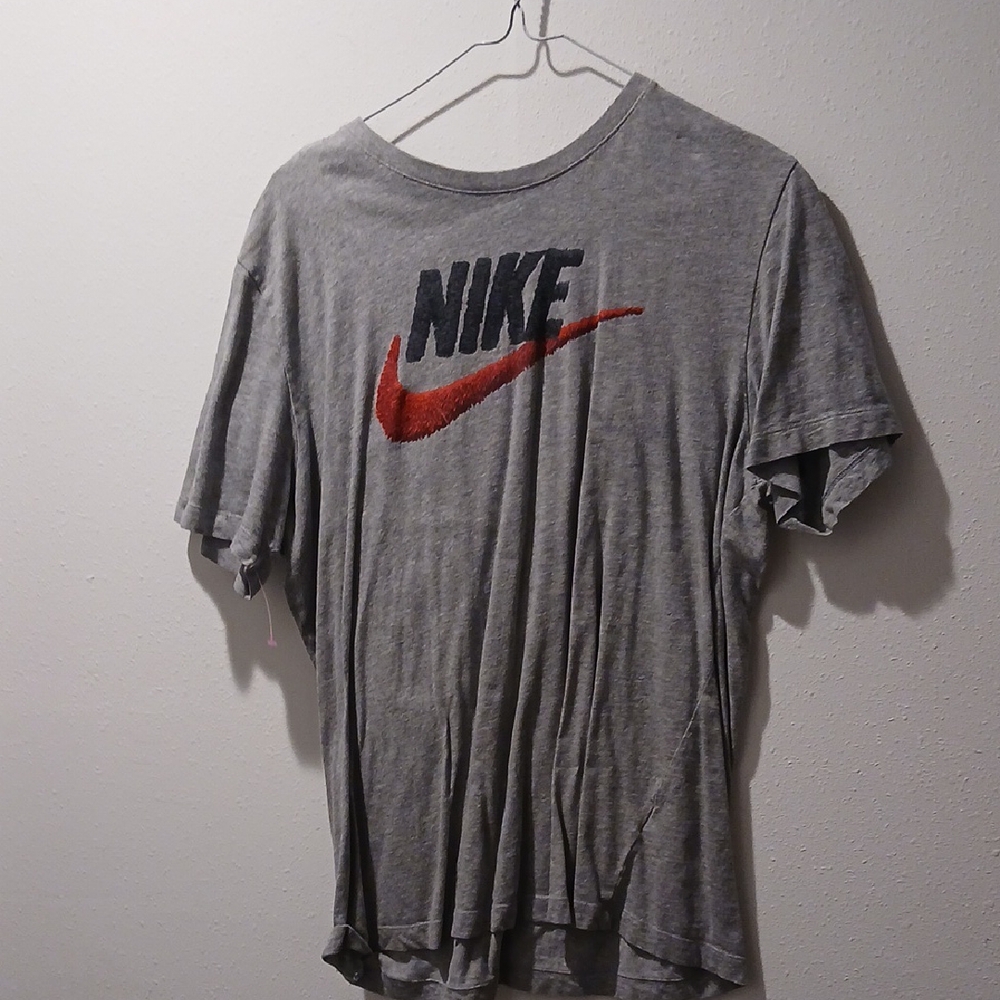 Nike Gray T-Shirt with Red Swoosh and Black Logo